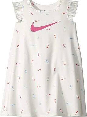 Nike White Dress with Pink Swoosh and Multicolor Mini Logos